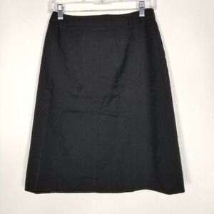 Talbots Women's Skirt Size 6 Petites Black 100% Wool Rear Slit Lined Career Work